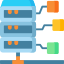 Server icon with secure data hosting and network connection
